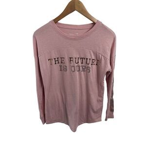 Inspirational Pink Long Sleeve T-Shirt 'The Future‎ Is Ours' Casual Wear XS